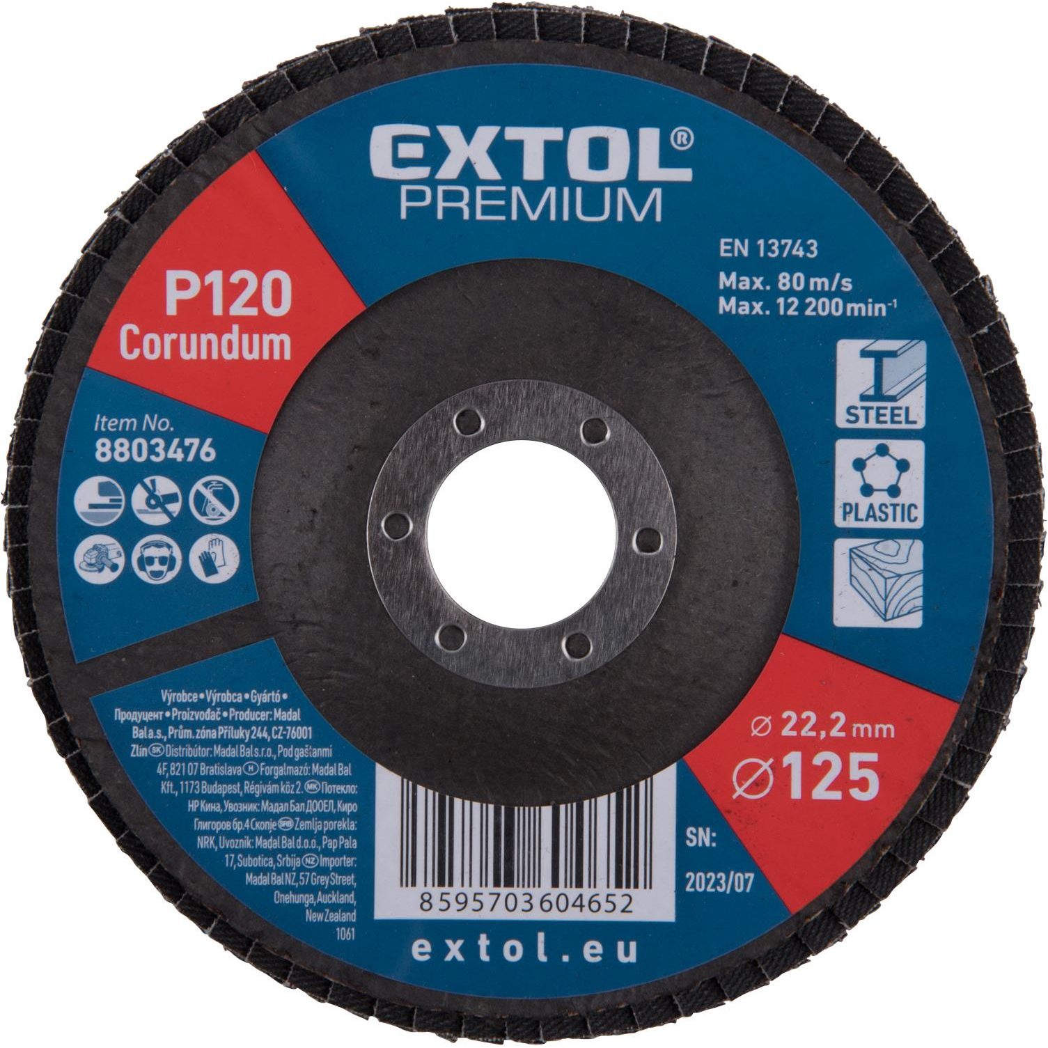 EXTOL PREMIUM 8803476 Lamellás csiszolókorong, korund 125mm, P120 (8803476)