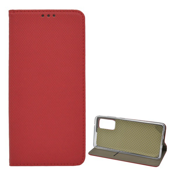 Tok álló, bőr hatású (FLIP, oldalra nyíló, asztali tartó funkció, rombusz minta) PIROS [Samsung Galaxy S20 FE (SM-G780)] (5996591013558)