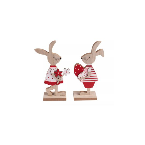 Fa nyuszi figura dekoráció 18 cm - Többféle