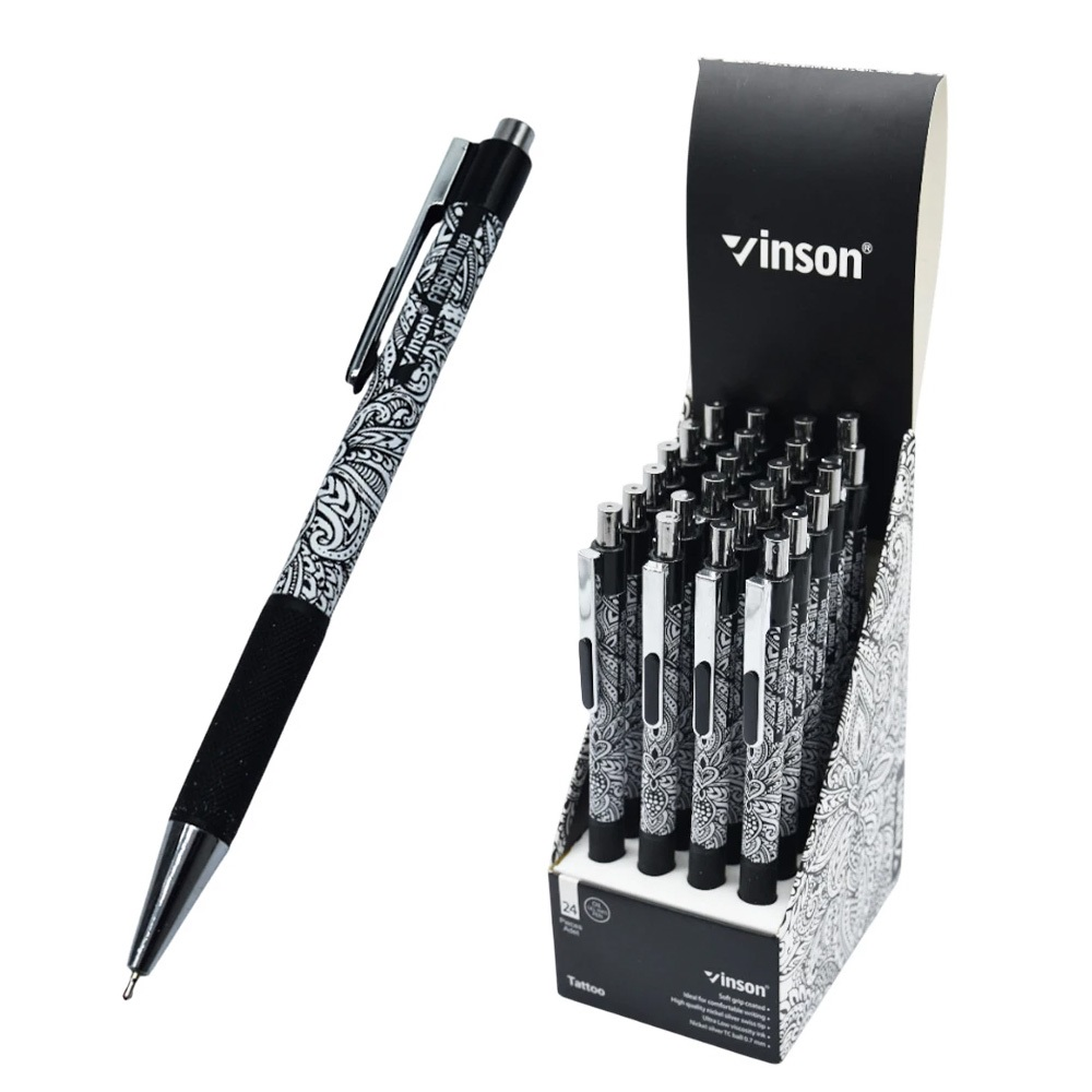 Vinson Golyóstoll nyomógombos 0,7mm Tattoo vegyes test displ 24 db/display (103) (103)