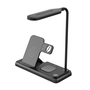 4в1 QI зарядна станция с LED настолна лампа 15W черна