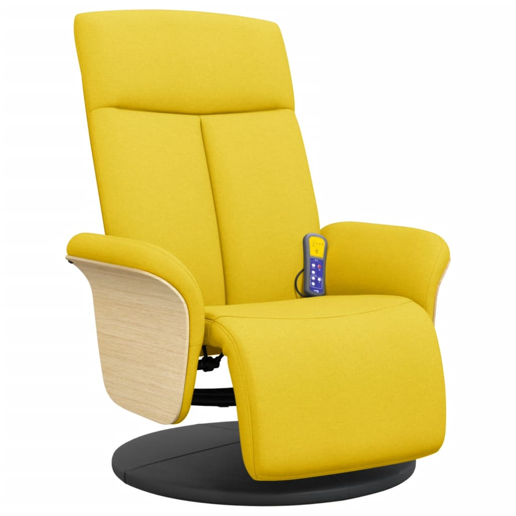 citromsárga szövet dönthető masszázsfotel lábtartóval (356541)