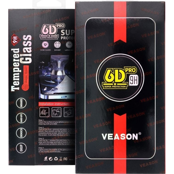 6D Pro Veason Glass Üvegfólia - Xiaomi Redmi 10C / 12C Fekete Szegéllyel