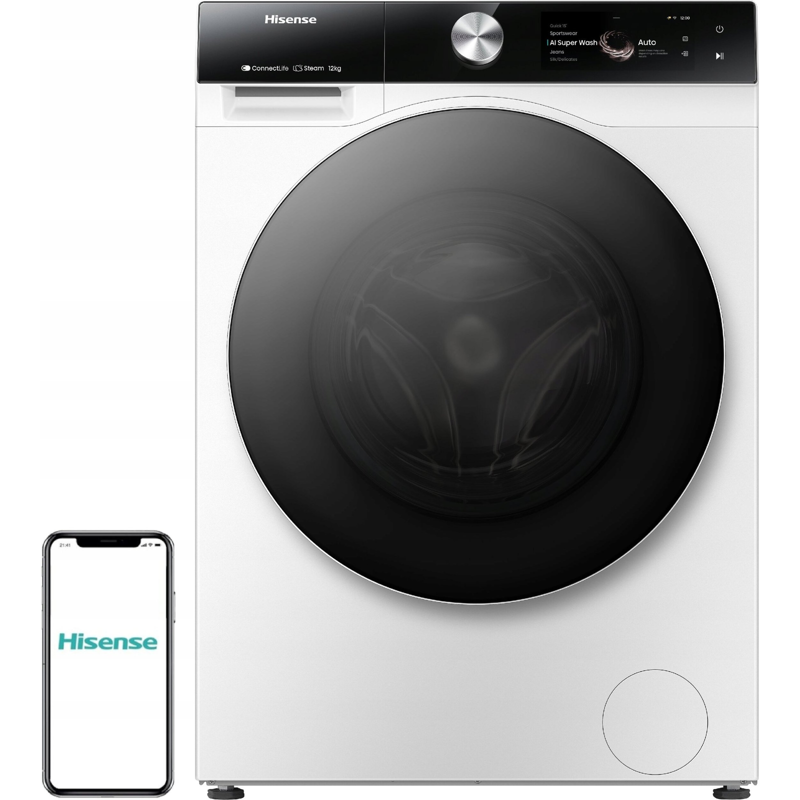 Hisense WF7S1247BW mosógép Elöltöltős 12 kg 1400 RPM Fehér (20012512)