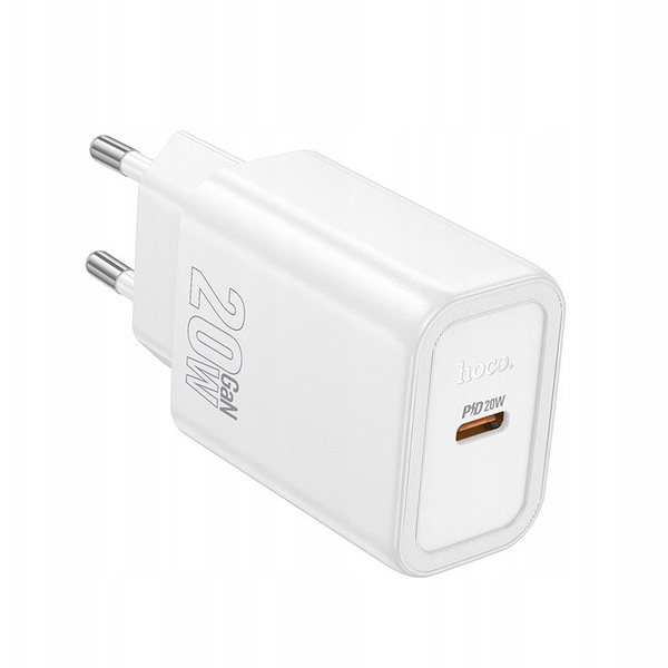 Nabíječka Hoco N60, 1× USB-C PD 20W GaN, bílá, kompaktní