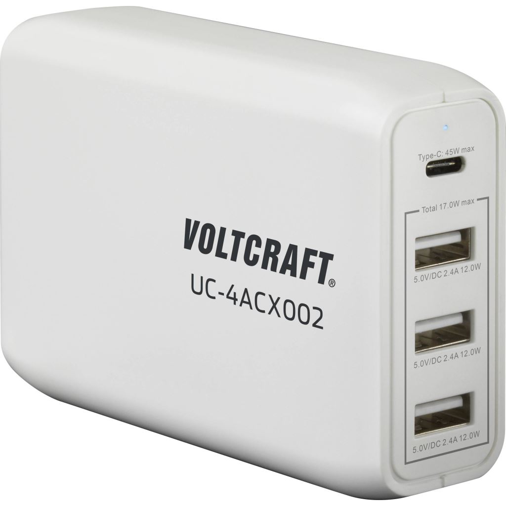 VOLTCRAFT 1xUSB-C + 3xUSB-A hálózati adapter fehér (VC-11744745) (VC-11744745)
