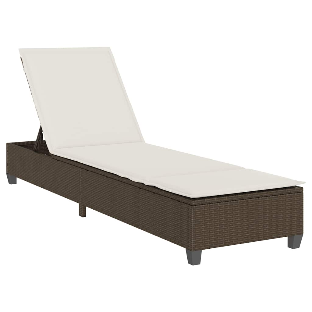 barna polyrattan napozóágy párnákkal 55x200x25,5 cm (4104094)