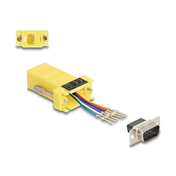 Delock D-Sub 9 Pin Stecker zu RJ12 Buchse Montagesatz gelb