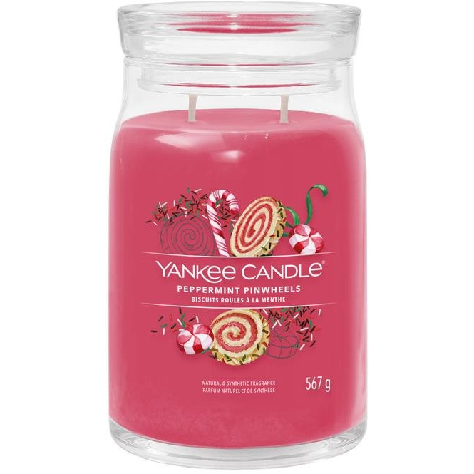 YANKEE CANDLE Signature üveg 2 kanóc Peppermint Pinwheels 567 g (5038581141602)
