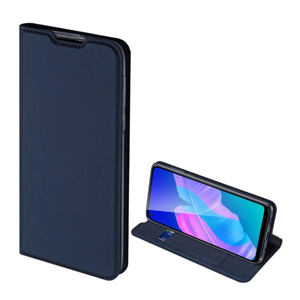 DUX DUCIS SKIN PRO tok álló, bőr hatású (FLIP, oldalra nyíló, bankkártya tartó, asztali tartó funkció) SÖTÉTKÉK [Huawei P40 Lite E / Y7p]