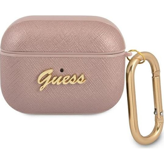 Guess Etui ochronne GUAPSASMP Saffiano Script Metal Collection do AirPods Pro różowe 