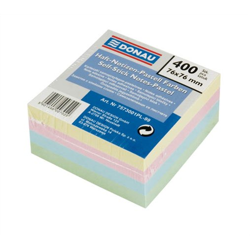 Donau 76x76mm öntapadó jegyzettömb - 4 színű (400 lap / tömb) (7573001PL-99)