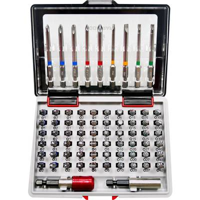 Bit készlet 71 részes TOOLCRAFT 1613609 Egyeneshornyú, Kereszthornyú Phillips, Kereszthornyú Pozidriv, Belső hatlap, T profil (1613609)