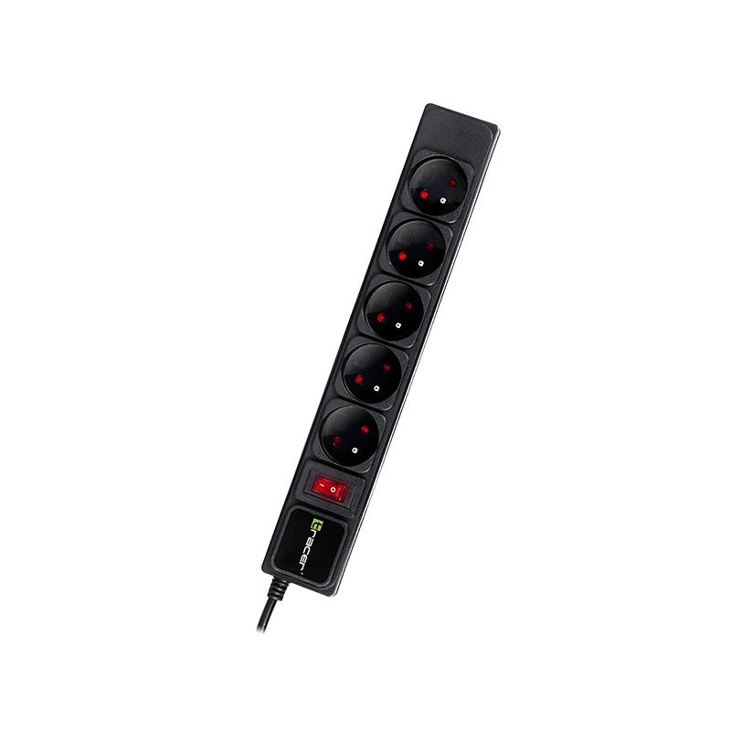 Tracer Túlfeszültség védő elosztó 5 aljzatos 5m - Fekete (TRALIS47138)