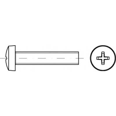 TOOLCRAFT TO-5430633 hengeres fejű csavar M4 14 mm kereszthornyú Philips ISO 7045 galvanikusan cinkezett acél 2000 db