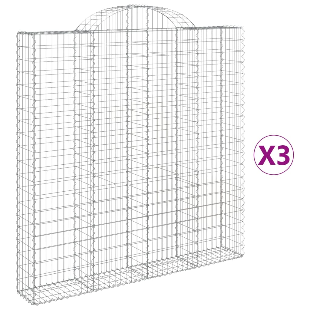 3 db íves horganyzott vas gabion kosár 200 x 30 x 200/220 cm (3146216)