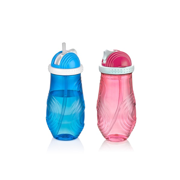 IRIS L-00502 Chico kulacs szívószállal 400ml, kék vagy rószaszín (L-00502)