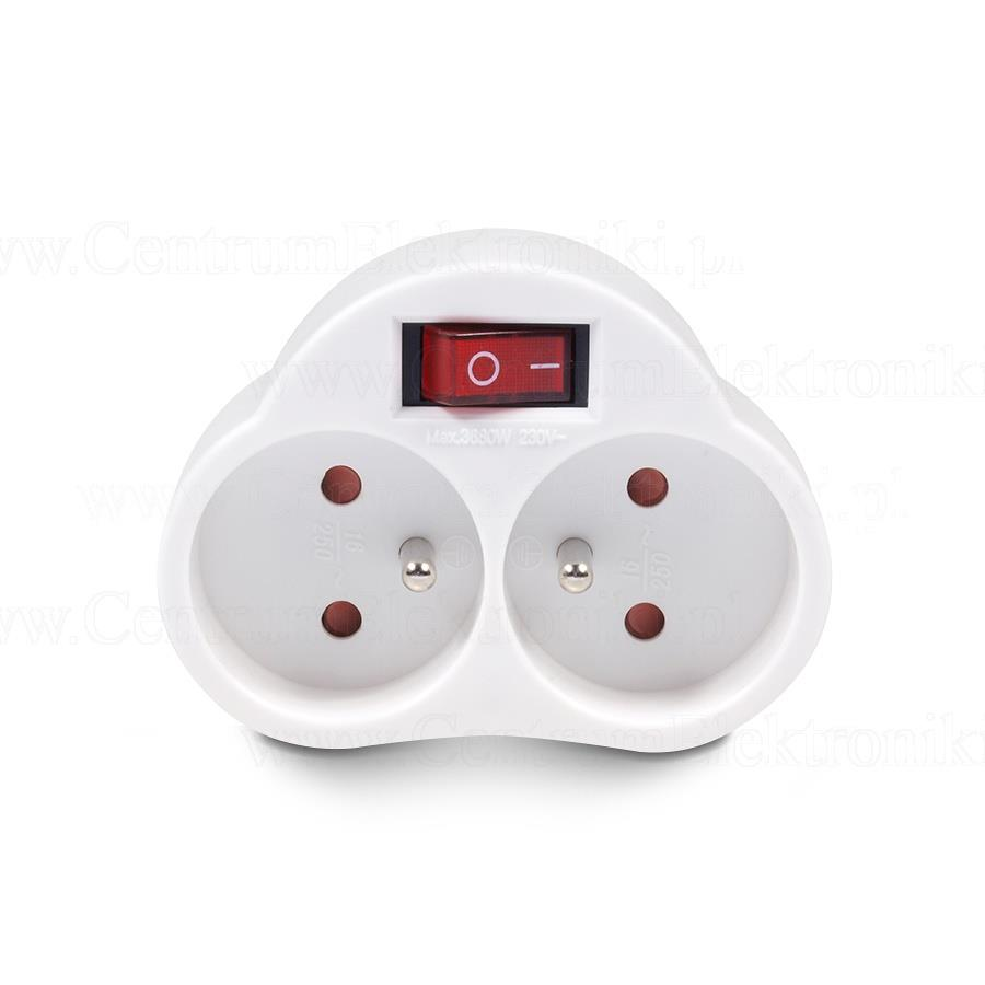 Maclean MCE31 elosztó 2 aljzat kapcsolóval Fehér (MCE31)