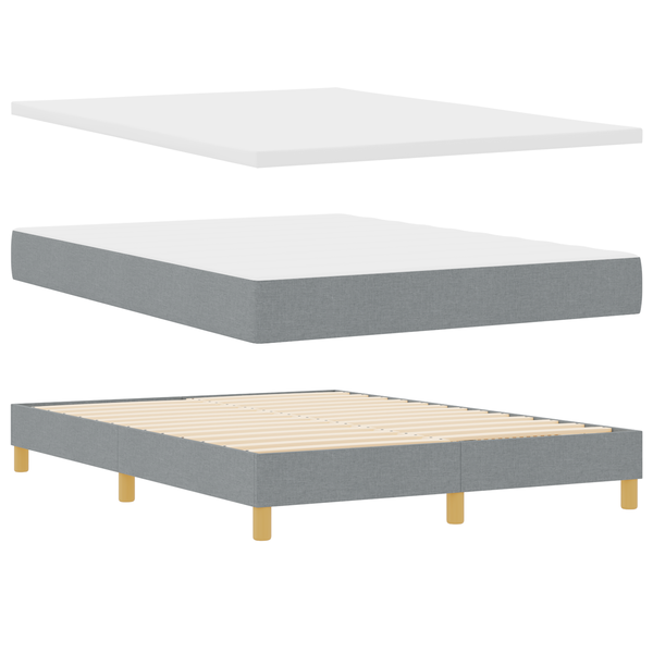 Pat box spring cu saltea, gri deschis, 140x190 cm, textil