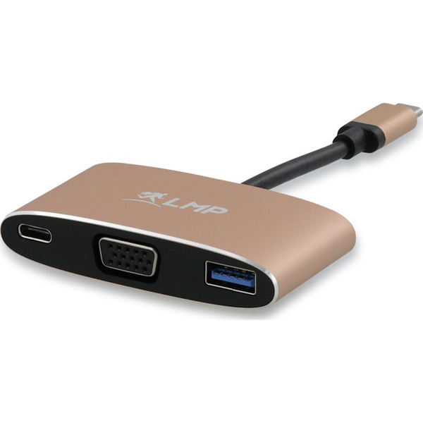 Adaptador Multipuerto De Carga Usb-c (m) A Vga Y Usb 3.0 (f) Y Usb-c, Aluminio, Dorado * Nuevo