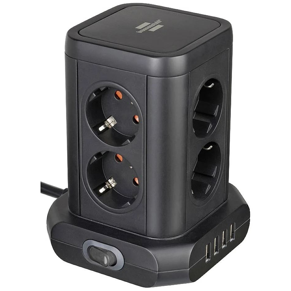 Brennenstuhl 1153560000 Dugalj elosztó 8 részes Fekete 2m (b1153560000)