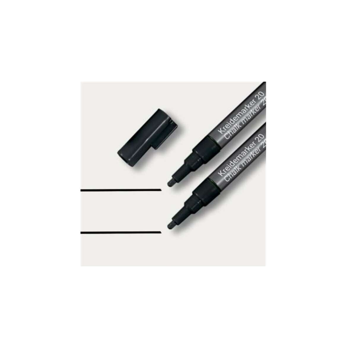 Sigel 1-2 mm Folyékony krétamarker - Fekete (2 db / csomag) (BA177)