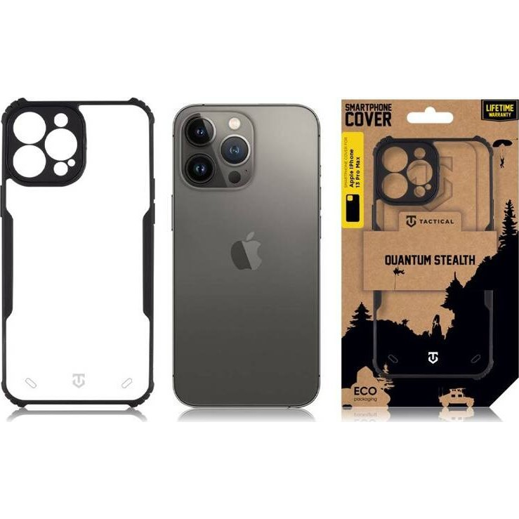 Tactical Quantum Stealth Apple iPhone 13 Pro Max hátlap tok, átlátszó/fekete (8596311224386)