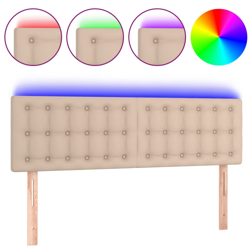 cappuccino színű műbőr LED-es fejtámla 144 x 5 x 78/88 cm (3121707)