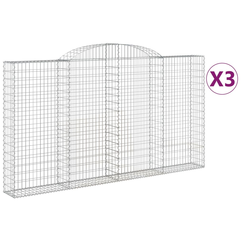 3 db íves horganyzott vas gabion kosár 300x30x160/180 cm (3146576)