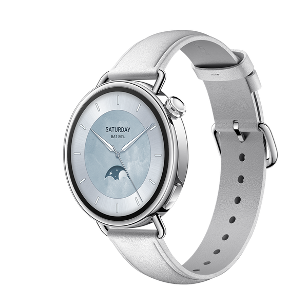 Ceas inteligent Xiaomi Watch S4 41 mm cu curea din piele albă