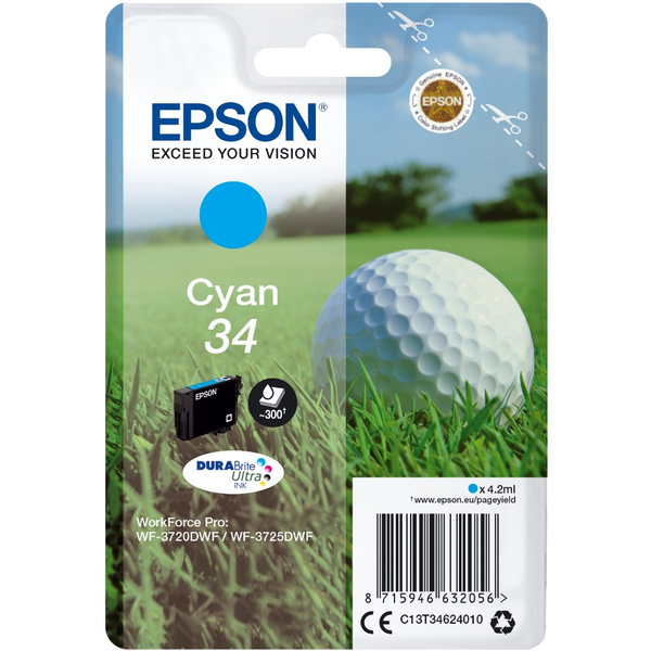 Epson Golf ball C13T34624010 blækpatron 1 stk Original Standard udbytte Blå