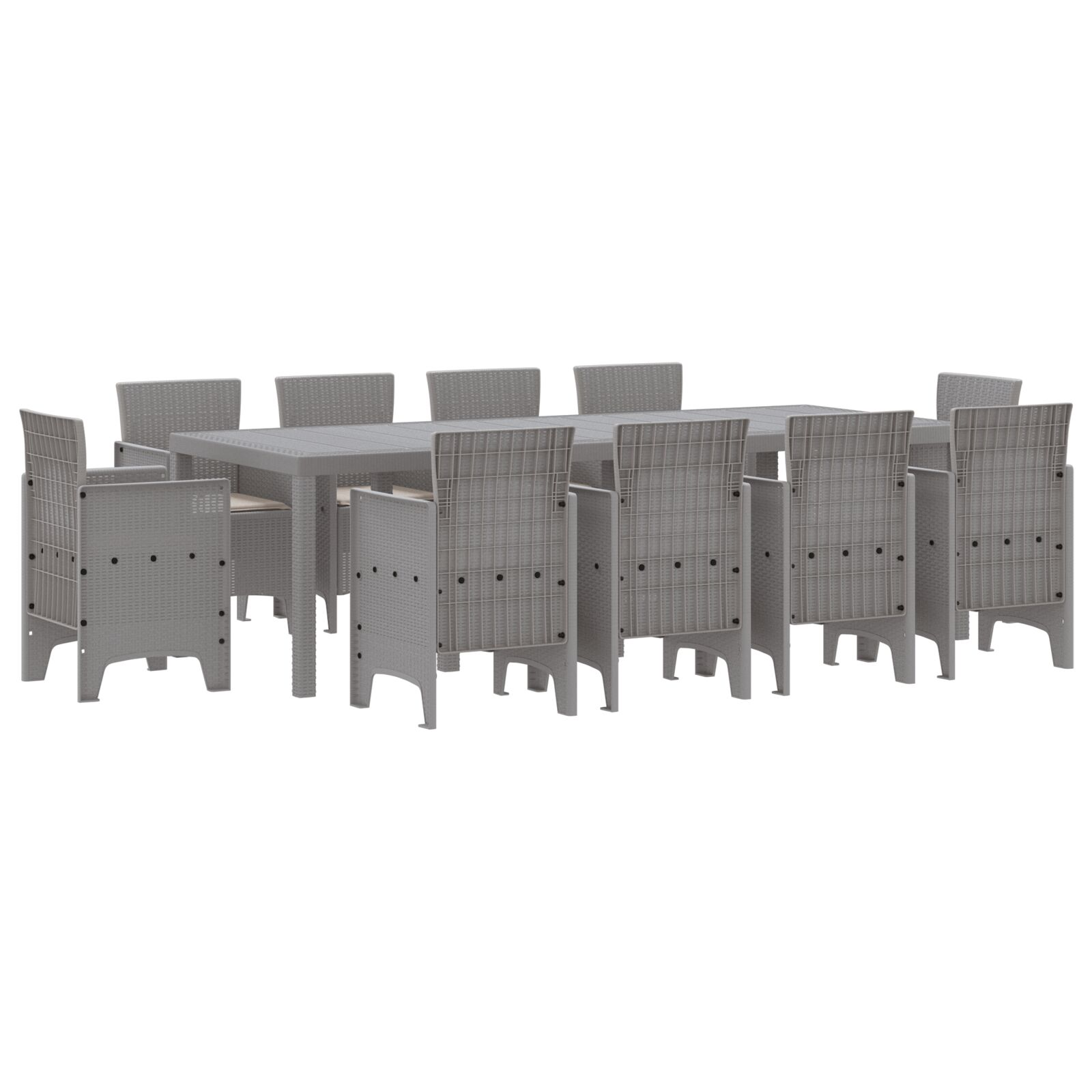 11 darabos kerti étkező szett párnákkal, világosszürke polirattan (3378608)