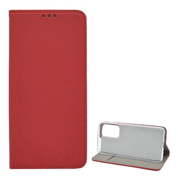 Tok álló, bőr hatású (FLIP, oldalra nyíló, asztali tartó funkció, rombusz minta) PIROS [Samsung Galaxy A33 5G (SM-A336)] (5996591124674)