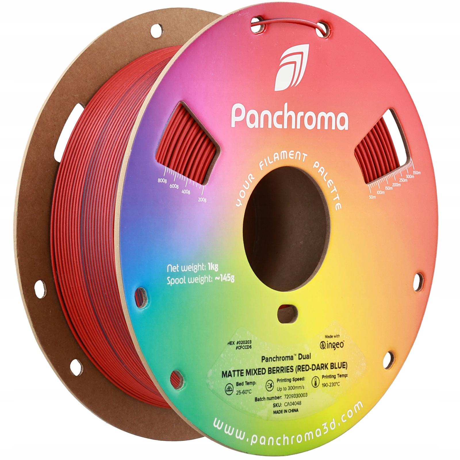 Polymaker CA04048 Panchroma™ Dual Matte 3D nyomtatószál PLA műanyag Többszínű, Matt, alacsonyabb műanyag tartalom 1.75 mm 1000 g Mixed Berries, Piros, (PLM-23943)