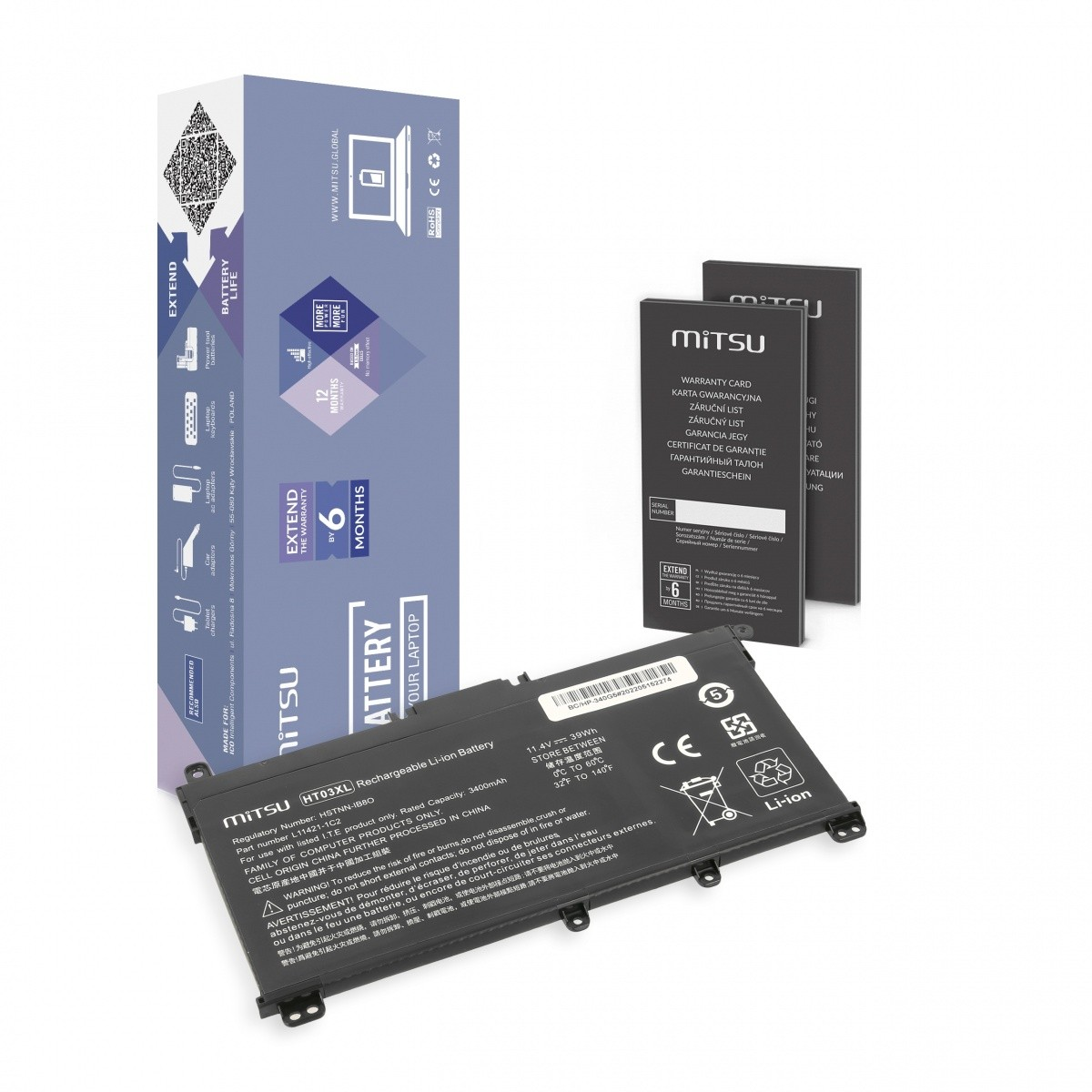 Baterie pro notebooky HP, Compaq Li-polymerová 3400 mAh Mitsu (5BM737-BC/HP-15NXT)