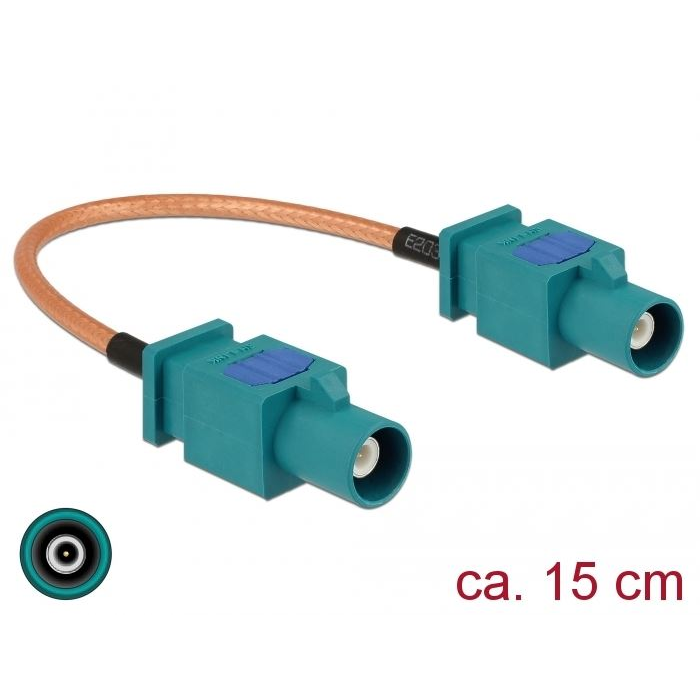 Delock antennakábel, FAKRA Z-dugó > FAKRA Z-dugó, RG-316 15cm (89662) (DE89662)