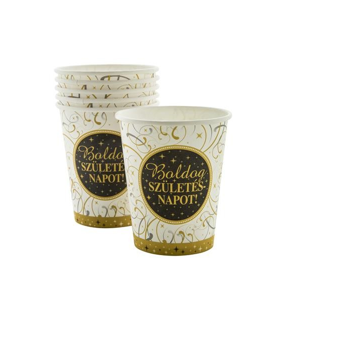 Papírpohár 2.5dl - "Boldog születésnapot!" (6 db) (FUN007)