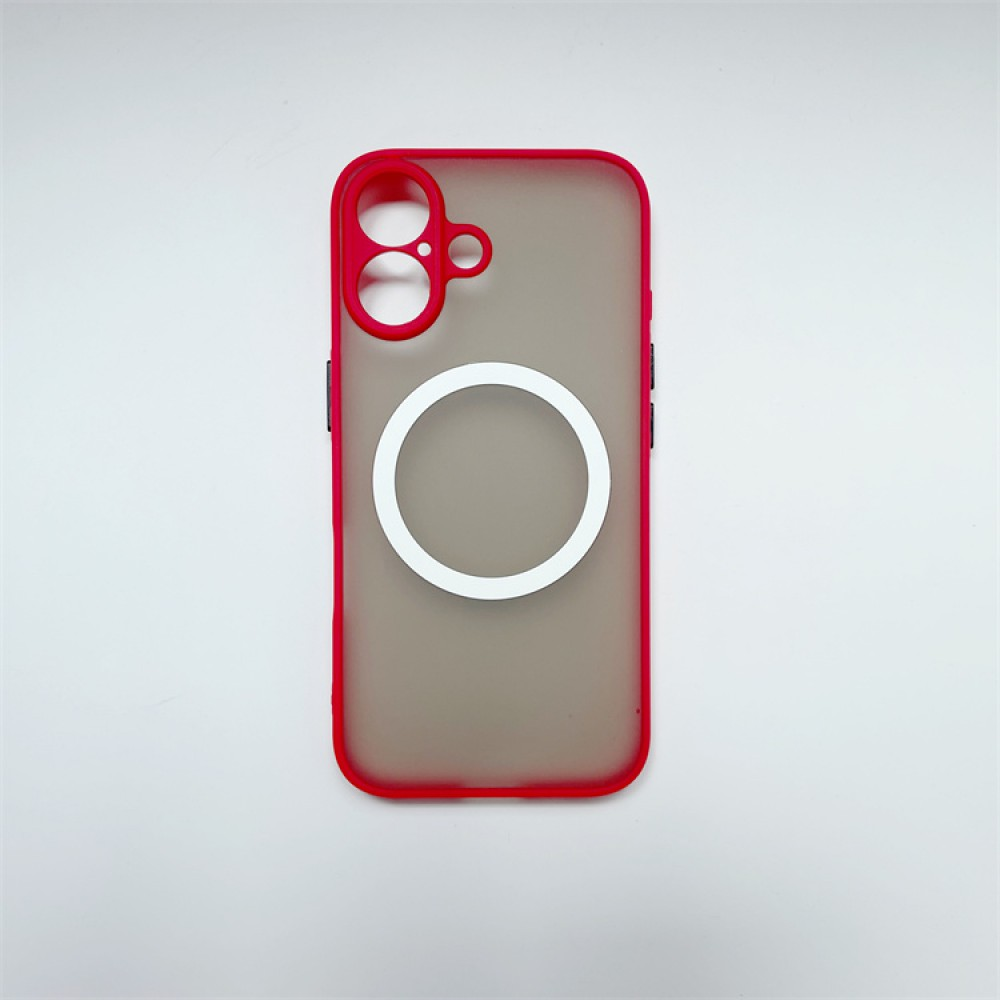 iPhone 16 mágneses műanyag tok, Piros-fekete (CEL-MATTM-IPH16-RBK)