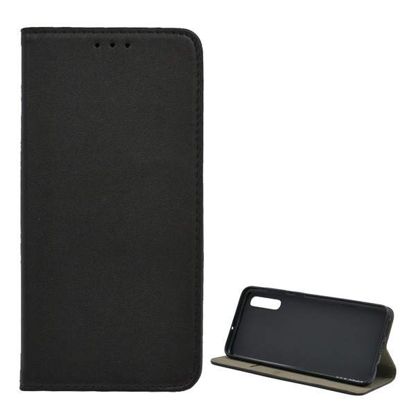 Tok álló, bőr hatású (FLIP, oldalra nyíló, asztali tartó funkció) FEKETE [Samsung Galaxy A50s (SM-A507F)] (5996457865178)