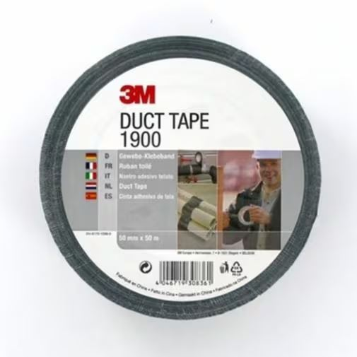 3M Duct Tape 1900S50 szövetszalag, fekete, 45.7 m x 48 mm (1900S50)