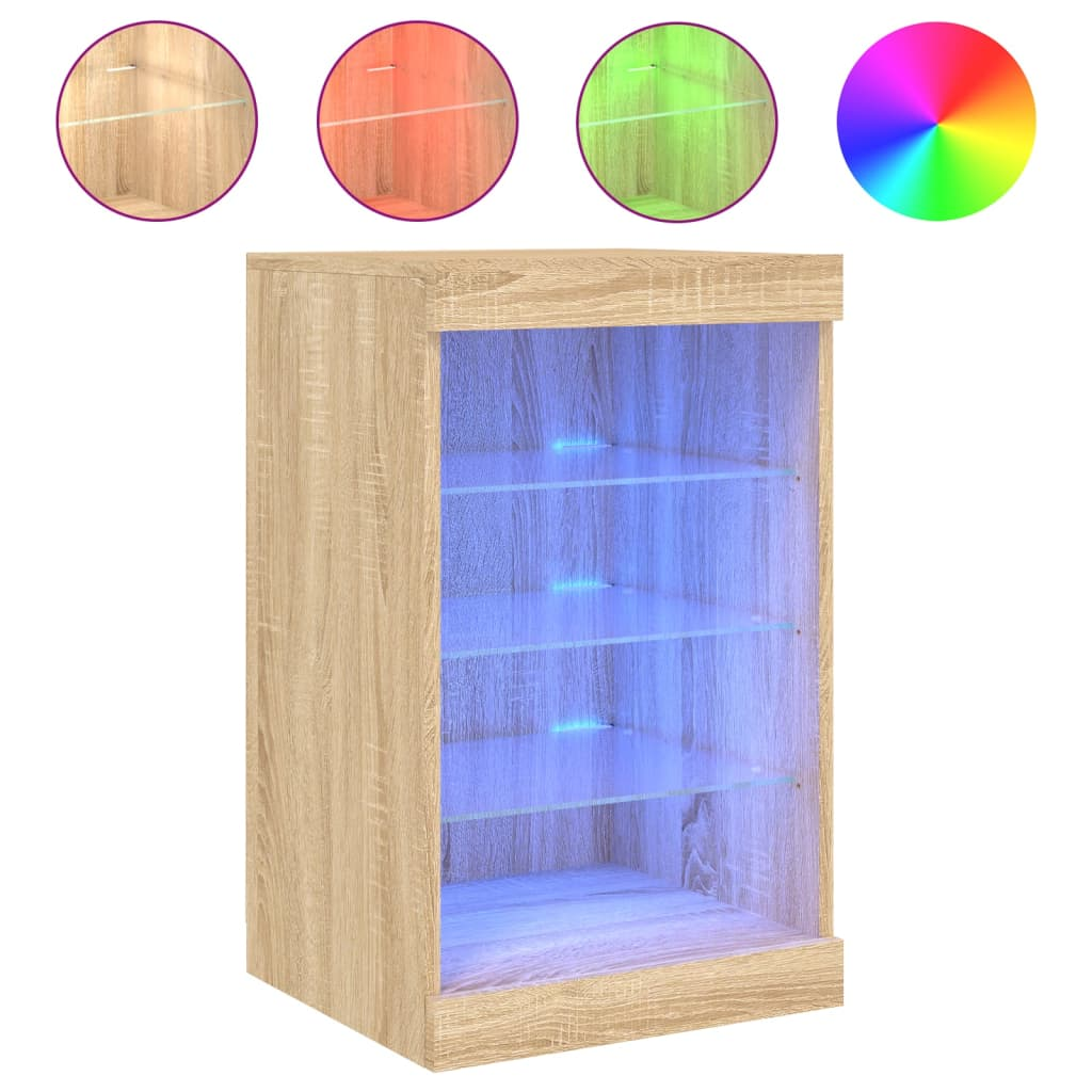 sonoma tölgy színű tálalószekrény LED-ekkel 41 x 37 x 67 cm (836723)