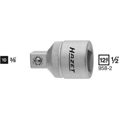 Adapter belsőnégyszögről 12,5 mm (1/2) külső négyszögre 10 mm (3/8), Hazet 958-2 (958-2)