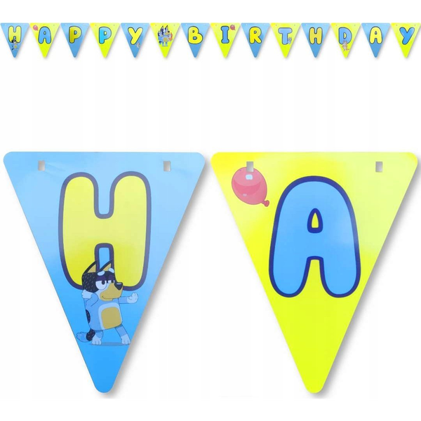Bluey Joke Happy Birthday zászlófüzér 4,5 m