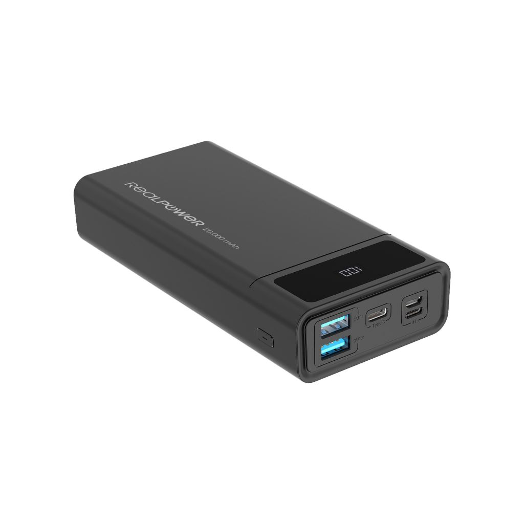 Powerbanka RealPower 20000 mAh černá (r306949)