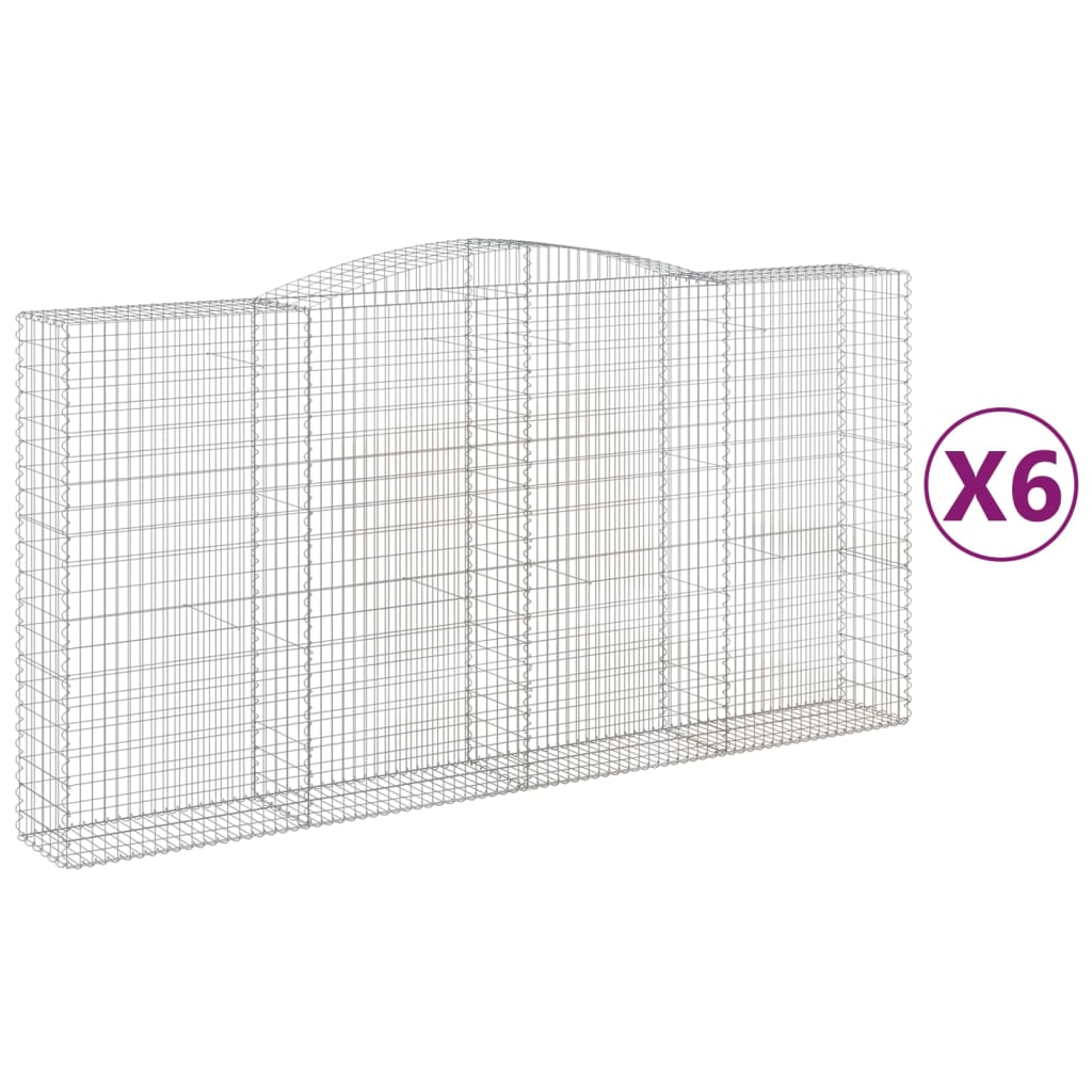 6 db íves horganyzott vas gabion kosár 400x50x200/220 cm (3147065)