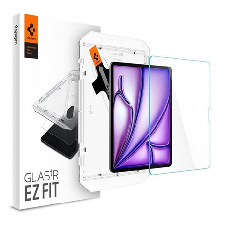 Sticla de protectie pentru ecran Spigen ez fit hd, 2.5d, compatibil cu carcasa, ultra-subtire, 0,2 mm, 9h + cadru auxiliar, transparent, compatibil: Apple IPAD Air 13, 2024