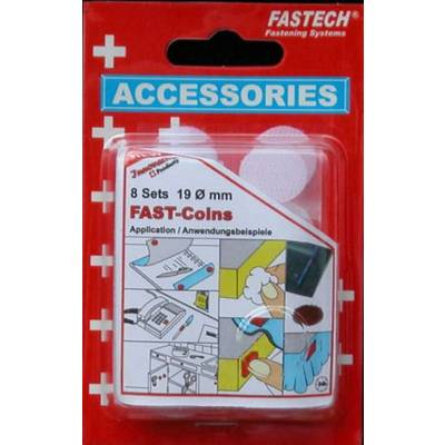 Tépőzáras pontok, (O) 19 mm, fehér, 4 pár, Fastech (685-010)