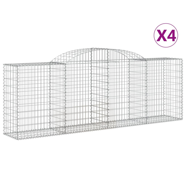 4 db íves horganyzott vas gabion kosár 300 x 50 x 100/120 cm