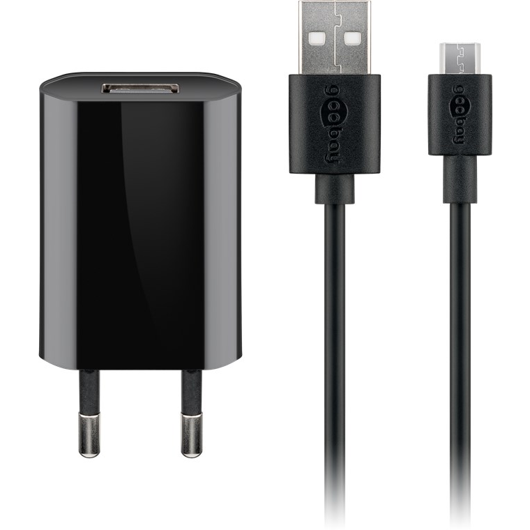 Goobay 44982 Micro-USB / USB-A Hálozati töltő készlet - Fekete (5W) (44982)