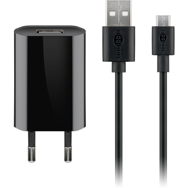 Goobay 44982 Micro-USB / USB-A Hálozati töltő készlet - Fekete (5W)